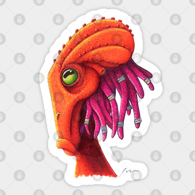 Orange Octo-Guy Sticker by somekindofguru